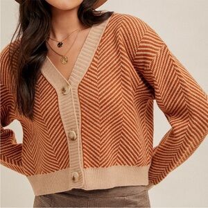 Hem & Thread chevron striped cardigan